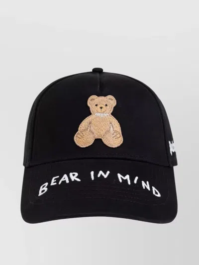 Palm Angels Black 'bear In Mind' Baseball Cap