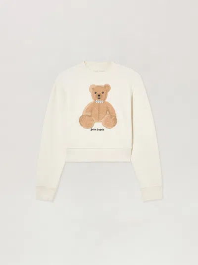 Palm Angels Bear Fitted Sweatshirt In White