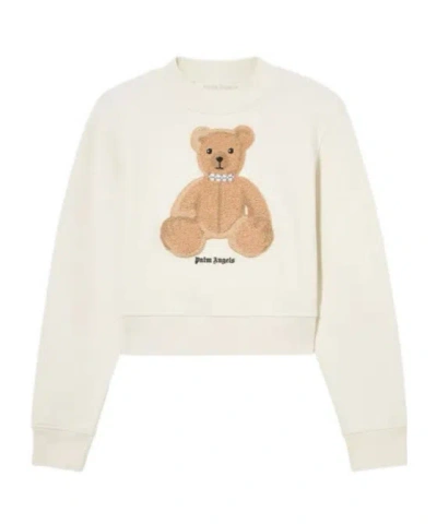 Palm Angels Bear Fitted Sweatshirt In Neutral