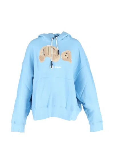 Pre-owned Palm Angels Bear Graphic Hoodie In Blue