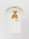 Palm Angels Bear In Mind White T-shirt With Bear Print And Logo Lettering On The Front In Cotton Man