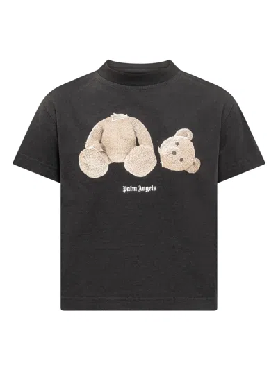 Palm Angels Kids' Bear-graphic T-shirt In Black