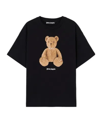 Palm Angels Cotton Crew Neck T Shirt Teddy Bear In Black