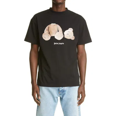 Palm Angels Broken Bear Logo Graphic T-shirt In Black