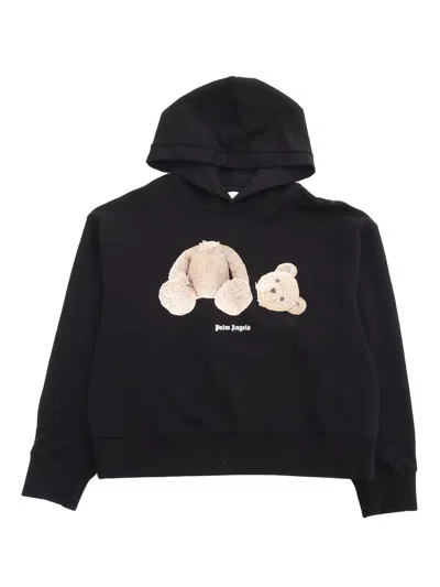 Palm Angels Kids' Bear Hoodie In Black