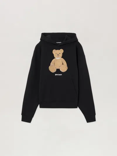 Palm Angels Textured Bear Graphic Hoodie In Black