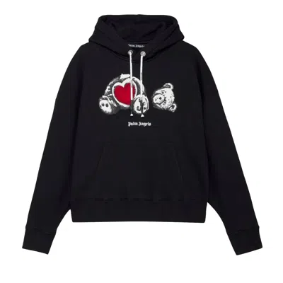 Pre-owned Palm Angels Bear In Love Hoodie 'black/white'