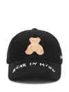 Palm Angels Black Bear In Mind Baseball Cap In Black