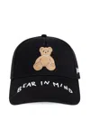 Palm Angels Black 'bear In Mind' Baseball Cap In Black  