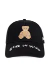 Palm Angels Black 'bear In Mind' Baseball Cap In Black