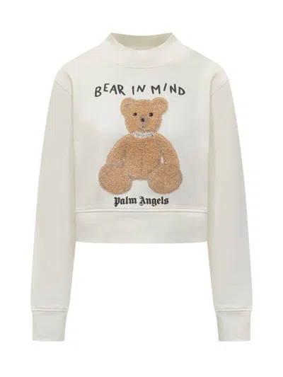 Palm Angels Bear In Mind Cotton Sweatshirt In White