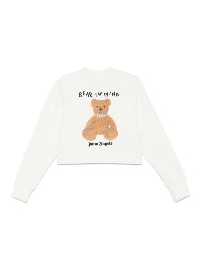 Palm Angels Bear In Mind Cotton Sweatshirt In White