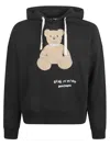 Palm Angels Men Bear In Mind Cotton Hoodie In Black/brown