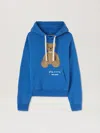 Palm Angels Cotton Sweatshirt With Hood And Graphic Print In Blue