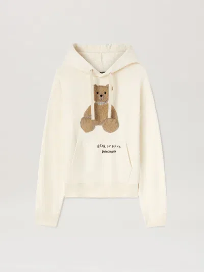 Palm Angels Off-white 'bear In Mind' Hoodie In Beige