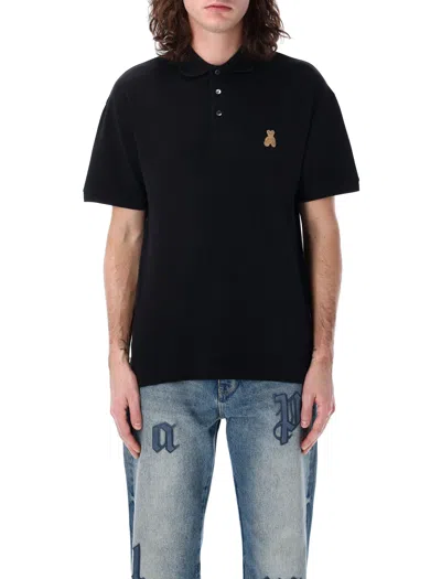 Palm Angels Bear In Mind Polo T-shirt In Black