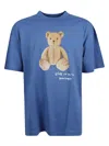 Palm Angels Bear In Mind Printed T-shirt In Blue/brown