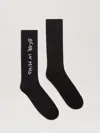 Palm Angels Bear Reminder Crew Length Ribbed Socks In Black