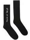 Palm Angels Bear Reminder Crew Length Ribbed Socks In Black