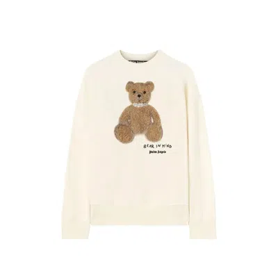 Palm Angels Relaxed-fit Cotton Sweatshirt With Bear Relief Print In Multi