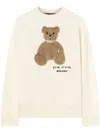 Palm Angels Cotton Crew Neck Sweatshirt With Teddy Bear Motif In White