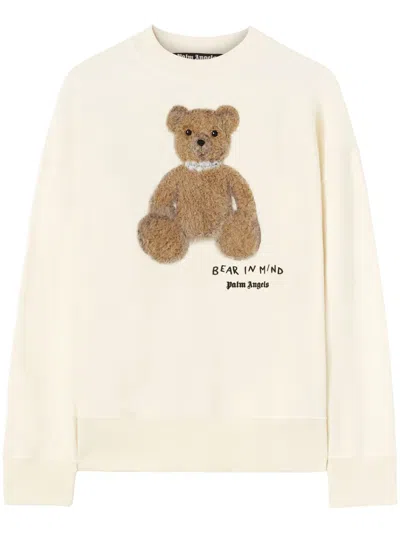 Palm Angels Bear In Mind Drop Shoulder Sweatshirt In White