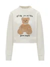 Palm Angels Bear In Mind Cotton Sweatshirt In White
