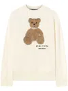 Palm Angels Cotton Crew Neck Sweatshirt With Teddy Bear Motif In White
