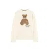 Palm Angels Cotton Crew Neck Sweatshirt With Teddy Bear Motif In White