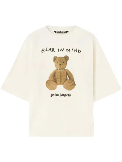 Palm Angels Bear In Mind Logo Printed T-shirt In White
