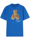 Palm Angels Bear In Mind Printed T-shirt In Blue Brown