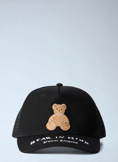 Palm Angels Bear In Mind Trucker Cap In Black