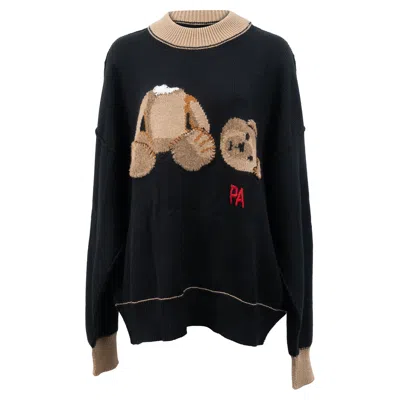 Palm Angels Bear Intrasia Jumper In Black Virgin Wool