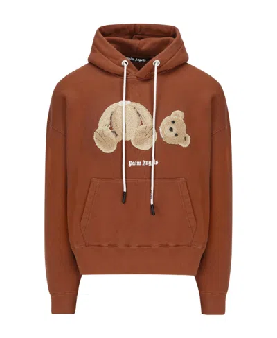Palm Angels Bear Logo-print Relaxed Hoodie In Orange