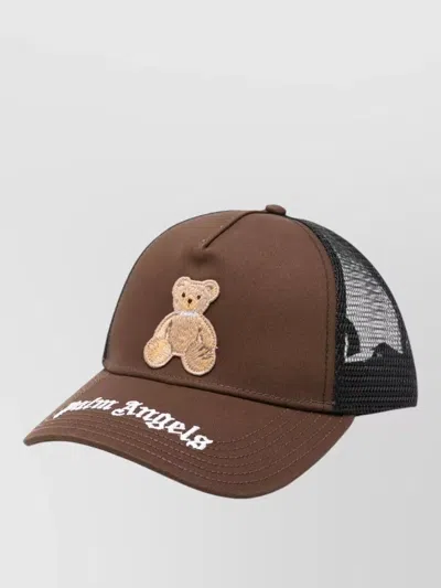 Palm Angels Bear Mesh Baseball Cap Curved Brim In Brown