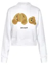Palm Angels Bear Patch Crewneck Sweatshirt In Bianco