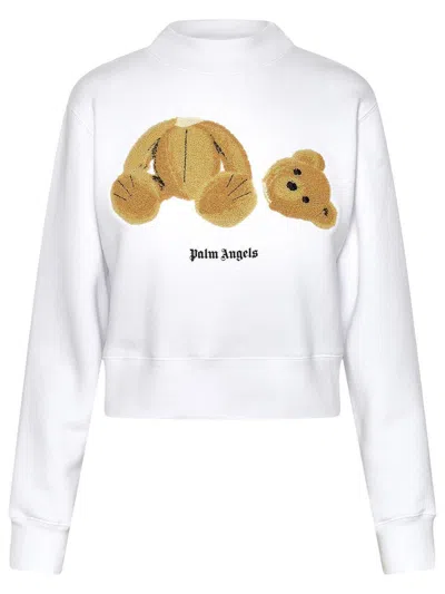 Palm Angels Bear Patch Crewneck Sweatshirt In Bianco