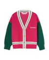 Palm Angels Bear-print Colour-block Cardigan In Red