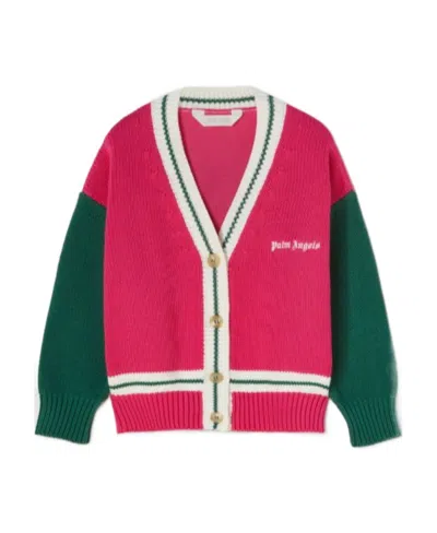 PALM ANGELS BEAR-PRINT COLOUR-BLOCK CARDIGAN