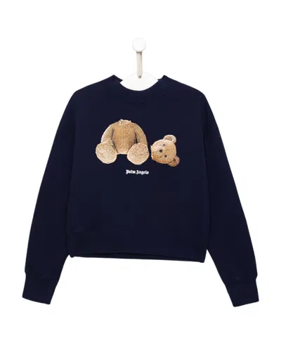 Palm Angels Bear-print Cotton Sweatshirt In Black