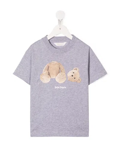 Palm Angels Bear-print Cotton T-shirt In Gray