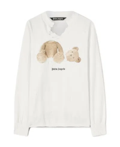 PALM ANGELS PALM ANGELS LOGO PRINTED DISTRESSED SWEATSHIRT