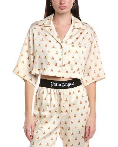 Palm Angels Bear Print Shirt In Neutral
