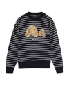Palm Angels Blue Cotton Bear Sweatshirt In Black