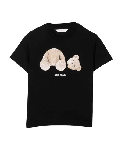 Palm Angels Bear Print T-shirt In Black