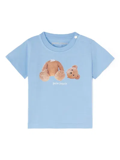 Palm Angels Babies' Bear-print T-shirt In Blue