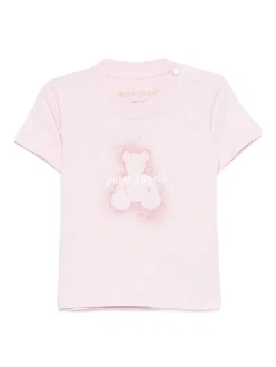 Palm Angels Babies' Bear-print T-shirt In Pink
