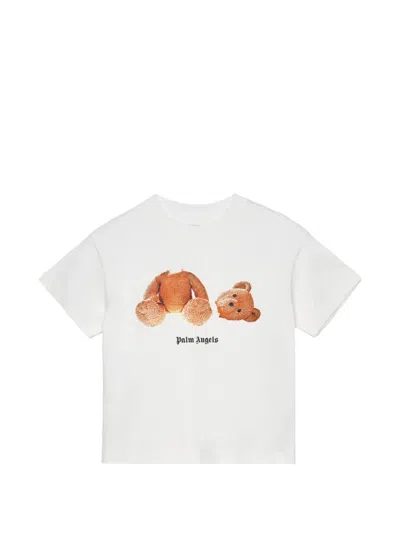 Palm Angels Kids' Bear-print T-shirt In White