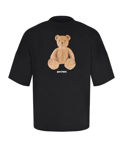 Palm Angels Cotton Crew Neck T Shirt Teddy Bear In Black