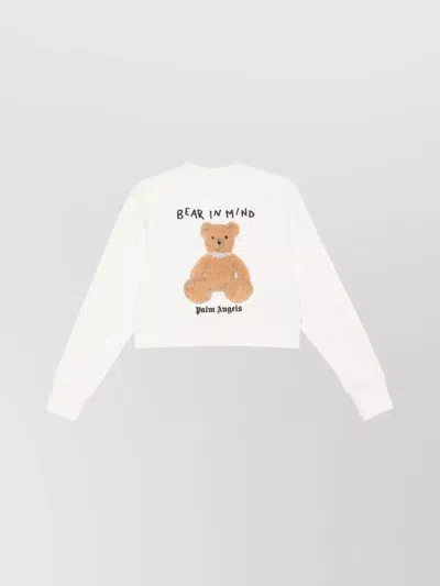 Palm Angels Bear Reminder Cotton Sweatshirt In White